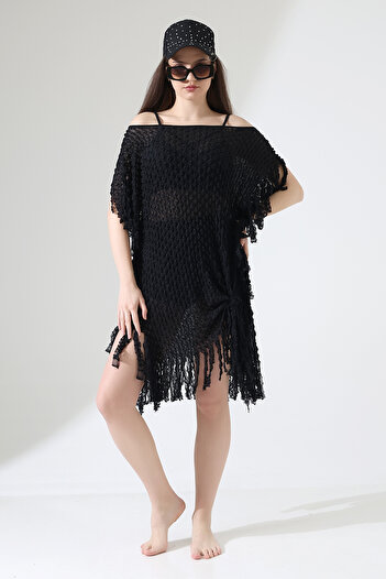 Esberin Embossed Pattern Tasseled Pareo