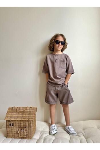 YİGİT BUTİK Yigit Butik Poplin Fabric Boy's Shorts Suit