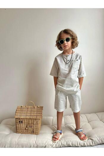 YİGİT BUTİK Yigit Butik Poplin Fabric Boy's Shorts Suit