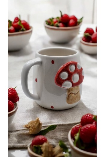seda seramik Handmade Engraved Mushroom Figured Mug Bar Cup 400 ml