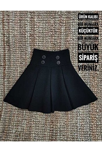 ZERDALİFE Μαύρη Μίνι Φούστα Alya - Λεπτομέρεια με Κουμπί, E Girls, 1111194
