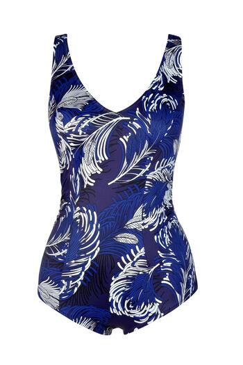 Endeep Beria Women's Large Size Leaf Patterned Recovery Swimsuit