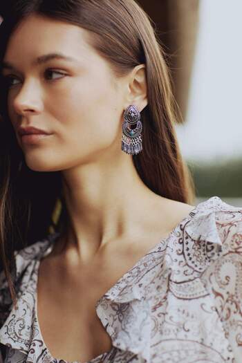 DeFacto Women's Blue Stone Dangle Earrings E4525Axns