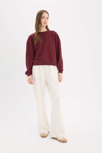 DeFacto Regular Fit Bisiklet Yaka Kalın Basic Düz Sweatshirt D6645ax25sp