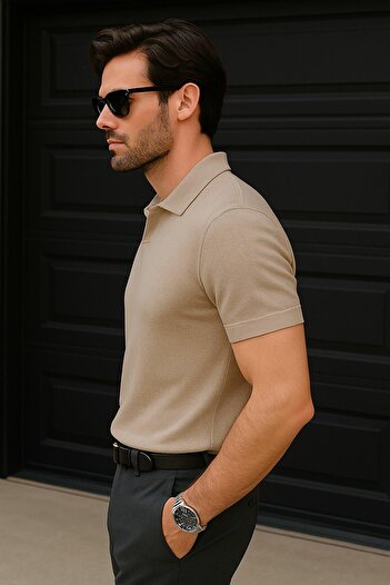 Delpino Polo Neck Knitwear Men's Cotton T-Shirt