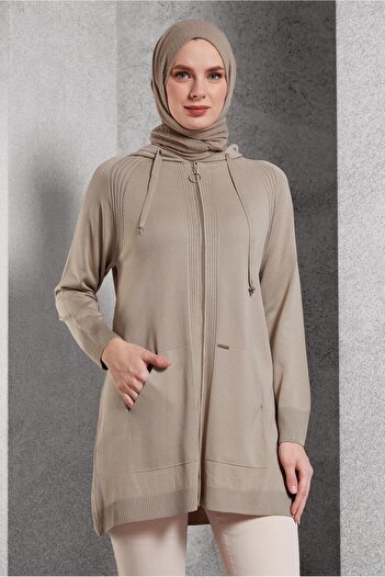 Alvina Hooded Knitwear Cardigan - 45012 Model