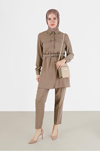 Alvina Double Trousers with Belted Waist Pocket Detail. Team 42388