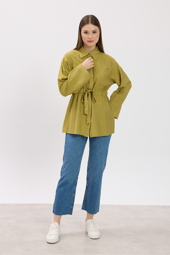 Birgül Bektaş Khaki Double Pocket Tie-Up Shirt