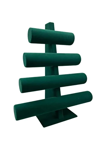 MeGass Dekor Domestic Production Suede Fabric Green Color Four Stage 38/34 cm Bracelet-Watch Display Stand