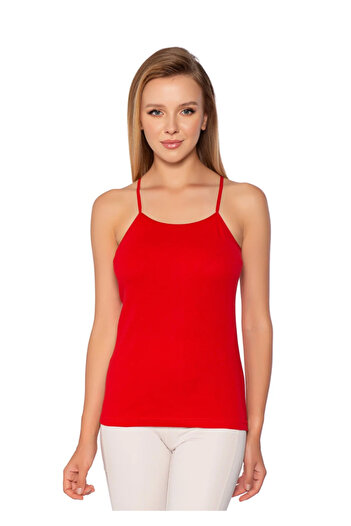 DONLİZZA Silver Women's Rope Strap Tank Top Red 6 Pieces