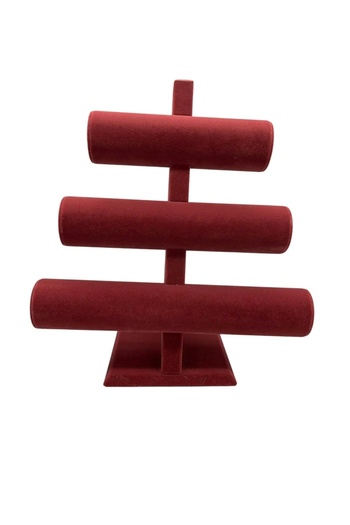 MeGass Dekor Domestic Production Suede Fabric Burgundy Color Triple Stage 30/26 cm Bracelet-Watch Display Stand