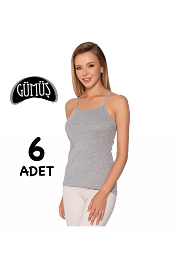 DONLİZZA Silver Women's Rope Strap Tank Top Gray 6 Pieces 4023