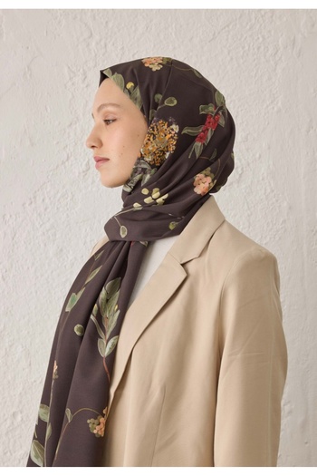 Fresh Brown Hazel Patterned Shawl