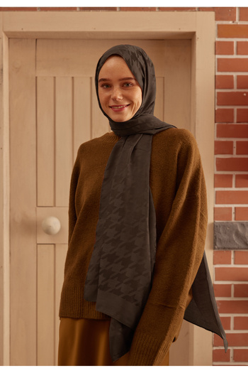 Fresh Jacquard Houndstooth Shawl - Chocolate Pattern