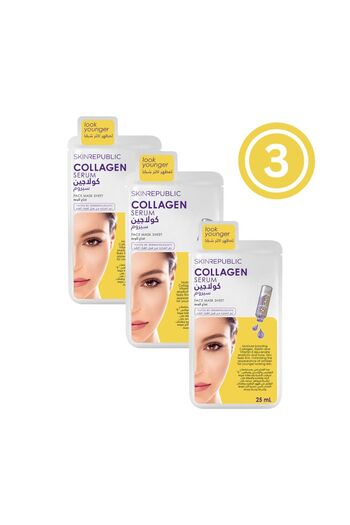 Skin Republic Collagen Serum Infusion Anti-Aging  Face Mask Sheet 25ml - Pack Of 3