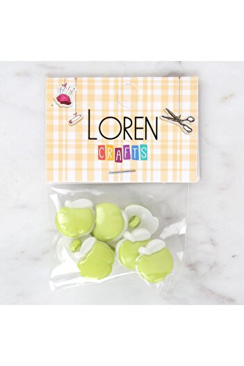 Loren Crafts 8 Green Apple Buttons - 3000