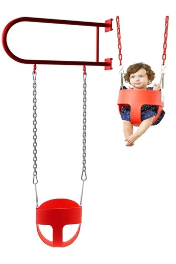 Fitness World Heavy Duty Iron Swing Bench with Iron Bar, Plastic Covered Chain and Snap Hooks