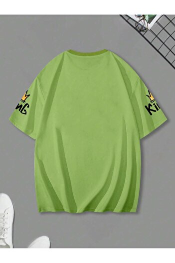 PENTHİLUS Men Oversized Cartoon Graphic Logo Off-Shoulder T-Shirt