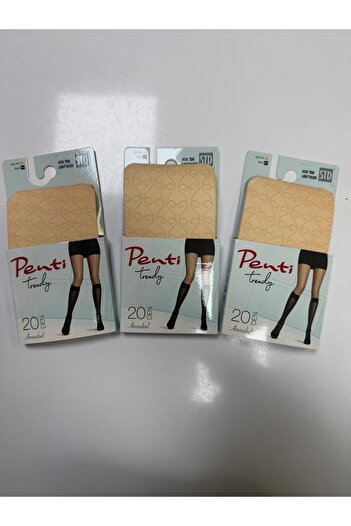 Penti Women's 3 Pack Skin Colored Annabel Patterned Knee-Length Trouser Socks
