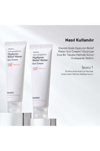 Hanskin Hyaluron Relief Water Sun Cream- SPF50+ PA++++ Güneş Kremi Tüm Cilt Tipleri İçin 50 ml