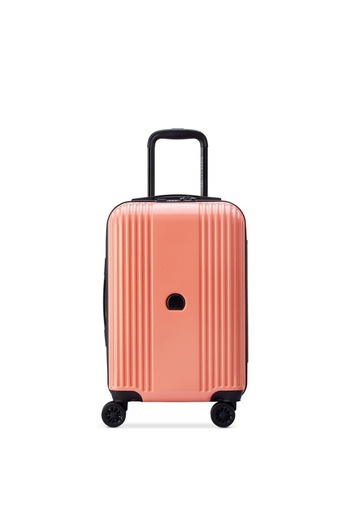 Delsey Ophelie 55cm Hardcase Expandable 4 Double Wheel Cabin Luggage Trolley Coral Pink - Glossy