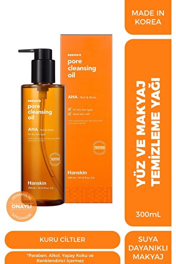 Hanskin Pore Cleansing Oil Aha - Kuru Ciltler Için Gözenek Ve Makyaj Temizleme Yağı [ 300 ml ]