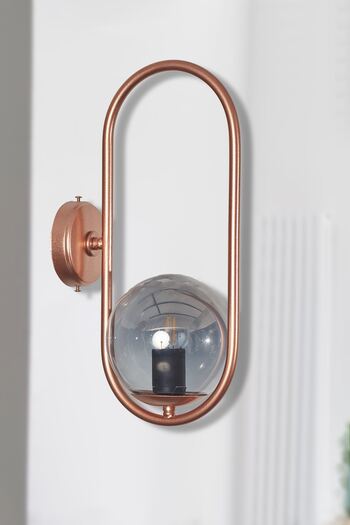 Luzarana Zenga Copper Metal Body Smoked Glass Design Luxury Sconce