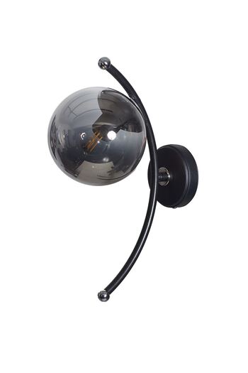 Luzarana Nora Black-Chrome Metal Body Smoked Glass Design Luxury Sconce