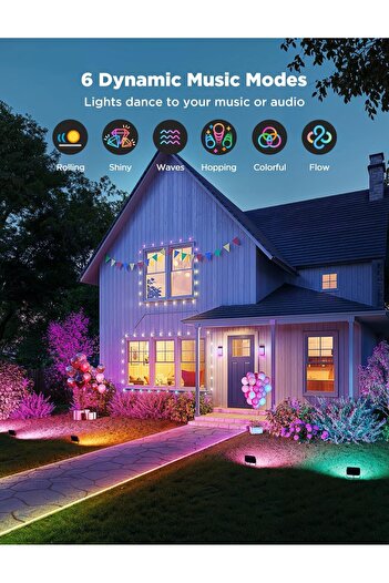 Govee RGBIC Akıllı Dış Mekan LED Spot Işık 4’lü Paket, IP66, Alexa & Google Uyumlu, 1000 lm