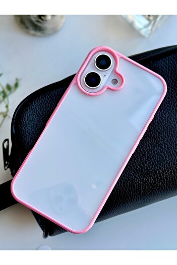 Go Aksesuar iPhone 16 Compatible Silicone Case with Colorful Edge and Shiny Back