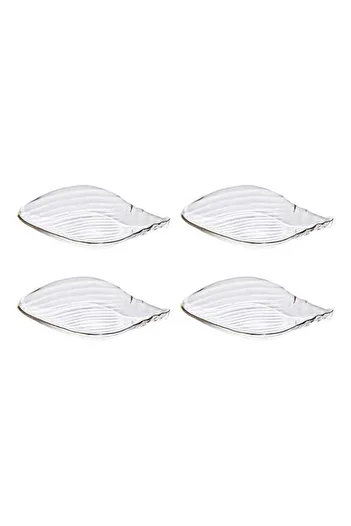 Generic Shuer 4-Piece Glass Plates Clear 25x19x3.1cm