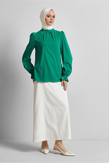 Alvina Sleeve Tip Elastic Bluz 45341