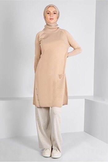 Alvina Turtleneck Knitwear Tunic - Buttoned, Model 43113