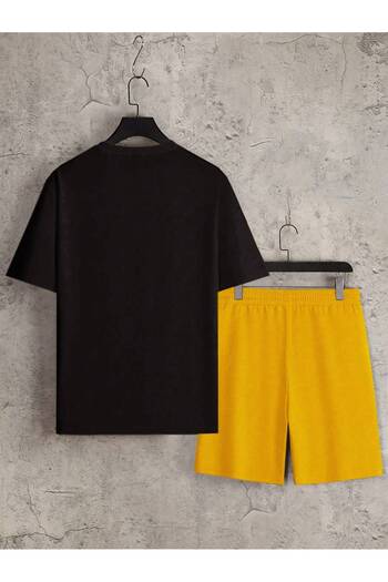 PENTHİLUS Men's Summer Casual Short Sleeve 2 Piece Outfit, T-Shirt and Shorts