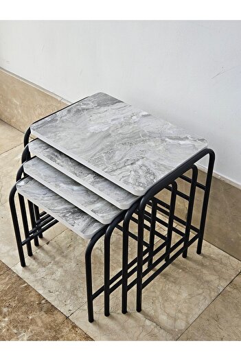 ASLANSTORE 4'lü Metal Zigon Sehpa