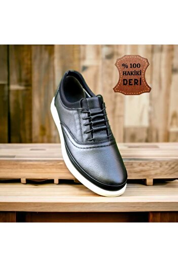 nazenintasarımlar Men's Inner Outer Genuine Leather Ultra Comfortable Lightweight Seasonal Black Casual Shoes