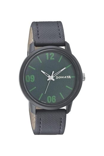 Generic Sonata Volt Plus Water Resistant Green Dial Analog Watch For Men 77085Pl04