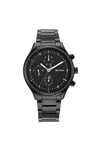 Generic Titan Mens 42 Mm Neo Vi Phase Ii Black Dial Stainless Steel Analog Watch 1803Nm01 Black