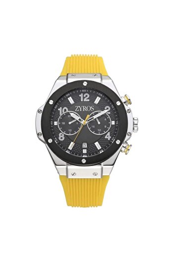 Generic Men Watch With A Yellow Rubber Strap