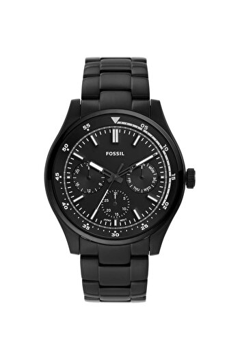 Generic Fossil Men Black Dial Stainless Steel Band Quartz Chronograph Watch Black