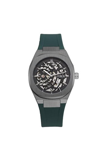 Generic Men Automatic Watch With A Green Rubber Strap