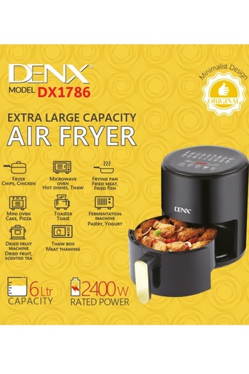 Denx Healthy Electric Oil-Free Air Fryer for Frying/Grilling/Breading/Toasting 4L Capacity 2400W