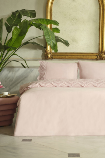 Karaca Home Chole Brodeli 100% Cotton Double Duvet Cover Set Powder