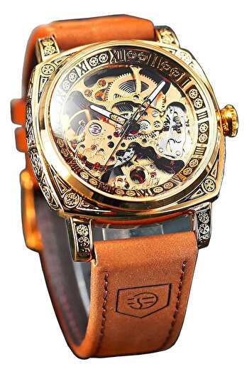 Generic Forsining Winner Retro Manual Mechanical Skeleton Watch With Diamond And Carving Flower Craft Men