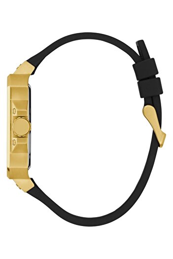 Generic Guess Men 42Mm Watch Black Strap Black Dial Gold Tone Case