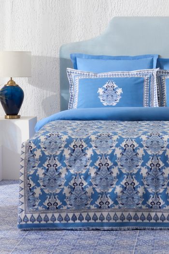Karaca Home Casandra 100% Cotton Double Duvet Cover Set Blue