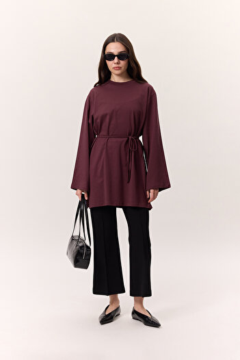 Manuka Oversize Tshirt - Burgundy Colored - Detailed Baglama