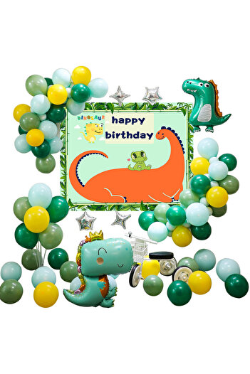 COOYA Dinosaur Birthday Party Supplies, 82 Balloons with Accessories for Boys and Girls, Green