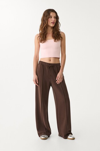Stradivarius Soft-touch wide-leg trousers with seam detail