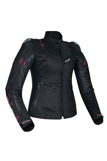 Prosev W51A Rose Leather Women's 4 Season Coat Leather-Fabric Black-Purple